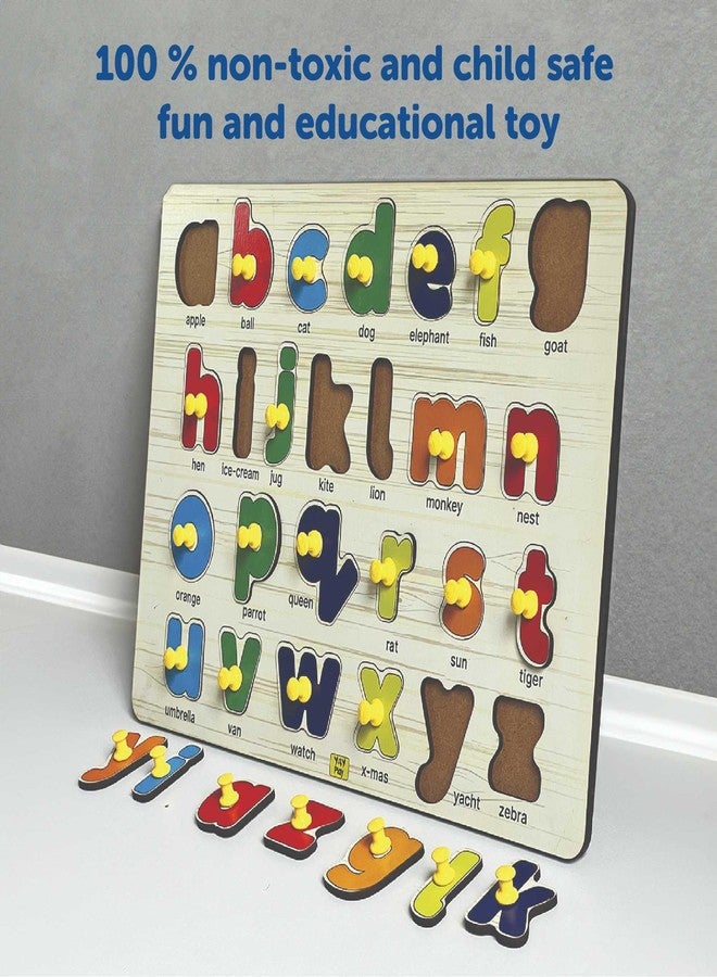 YaYplay Yay Play Small ABCD Knob and Pegged Puzzle for Kids 2+ Years, Preschool Learning Educational Wooden Small Letter Alphabets Board - Image 5